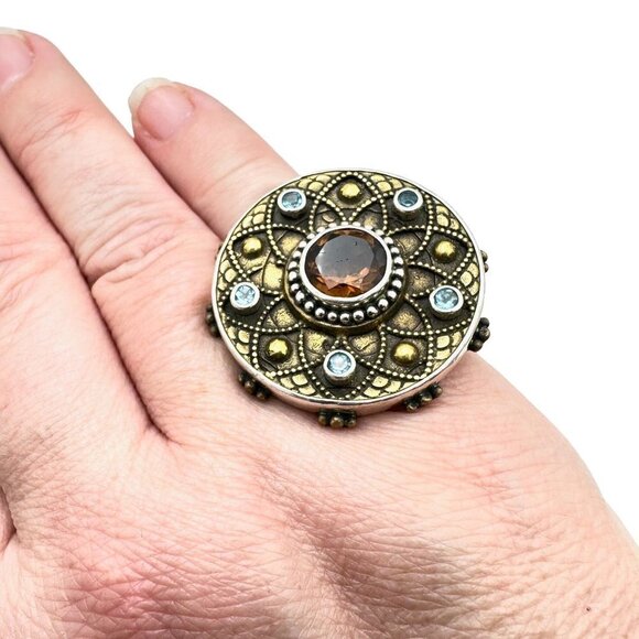 Echo of the Dreamer Womans Ring Blue Topaz Sterling Silver Size 7 Mars Valentine - Picture 3 of 12